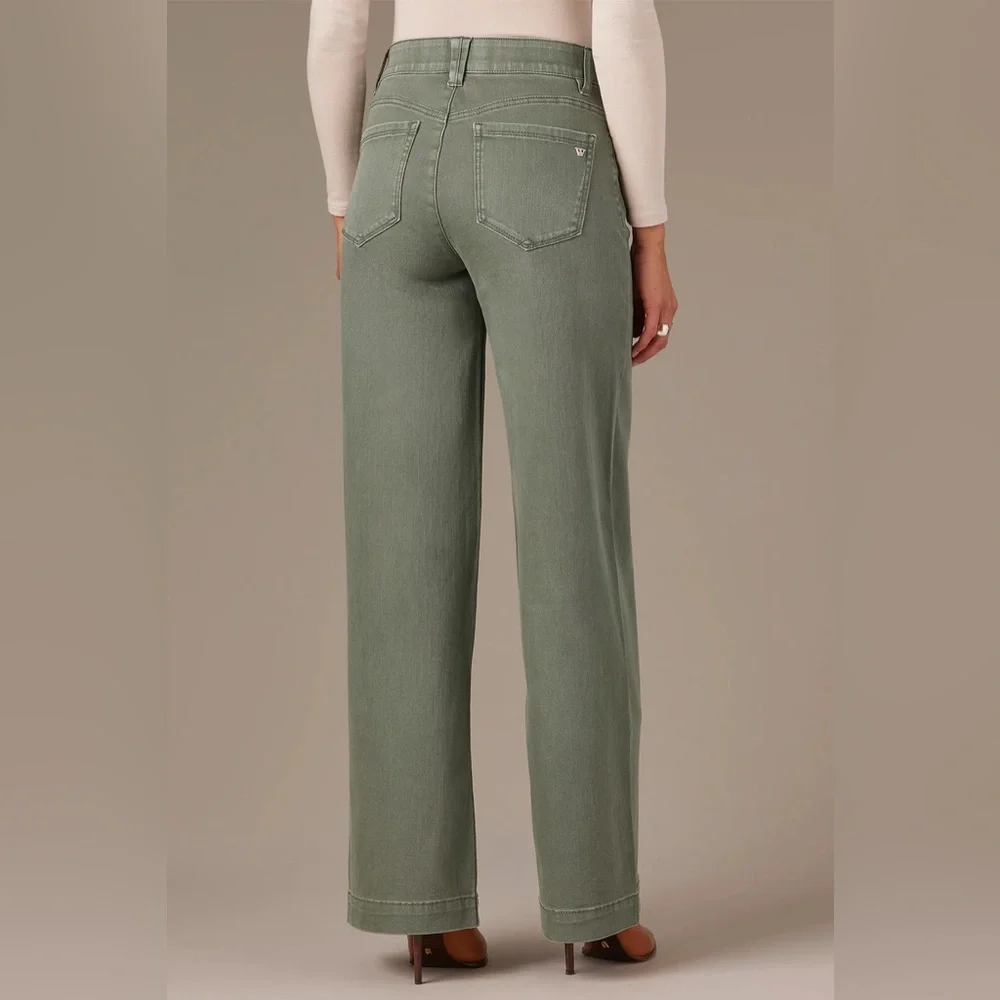 Wit & Wisdom SAM HIGH RISE WIDE LEG JEANS, AGAVE - Picture 3 of 5